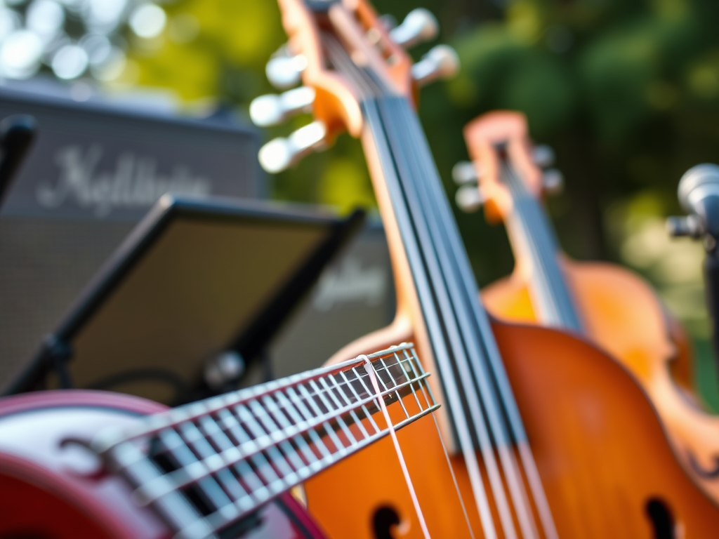 concert in the park close up of instruments